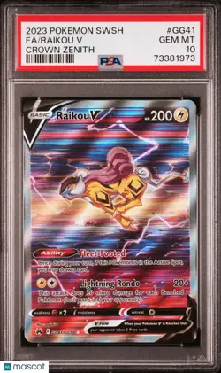 2023 Pokemon Sword And Shield Crown Zenith Raikou V #GG41 Fa PSA 10 - Image 1