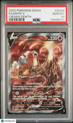 2023 Pokemon Sword And Shield Crown Zenith Entei V #GG36 Fa PSA 10 - Image 1