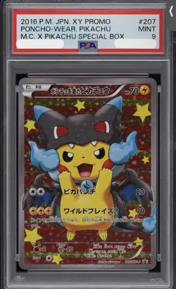 Pokemon Poncho-Wearing Pikachu 207/XY-P 2016 Japanese XY-P Holo Promo PSA 9 - Image 1