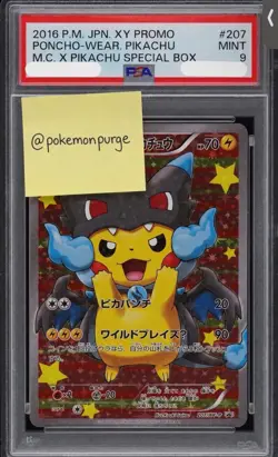 Pokemon Poncho-Wearing Pikachu 207/XY-P 2016 Japanese XY-P Holo Promo PSA 9 - Image 2