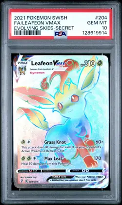 2021 POKEMON SWORD & SHIELD EVOLVING SKIES SECRET FULL ART/LEAFEON VMAX PSA 10 - Image 1