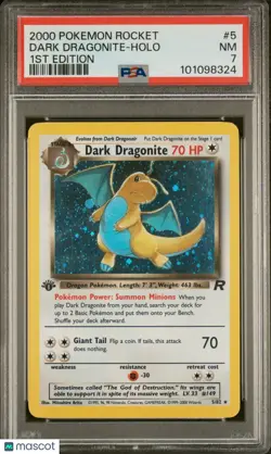 2000 Pokemon Rocket Dark Dragonite Holo 1st Edition PSA 7 5/82 - Image 1