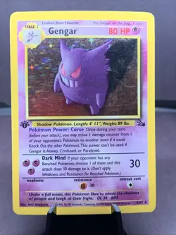 Pokemon TCG 1st Edition Gengar 5/62 Fossil Set Holo Rare VTG WOTC 1999 - Image 1