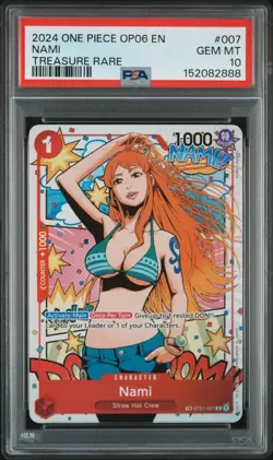 2024 One Piece OP06 EN #007 Nami Treasure Rare PSA 10 GEM MINT - Image 1