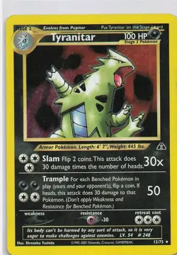 Tyranitar 12/75 Neo Discovery 2001 Holo Rare WOTC Pokemon Card TCG - Image 1