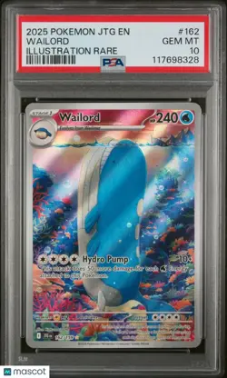 2025 Pokemon JTG EN-Journey Together Wailord Illustration Rare PSA 10 162/159 - Image 1