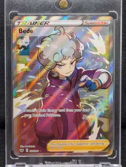 Pokemon Card Bede 199/202 Sword & Shield Ultra Rare Full Art NM - Image 1
