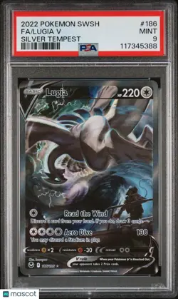 2022 Pokemon Sword & Shield Silver Tempest Lugia V Alt Art PSA 9 186/195 - Image 1