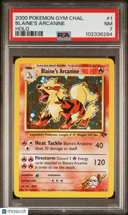 2000 Pokemon Gym Challenge Blaine's Arcanine Holo PSA 7 1/132 - Image 1