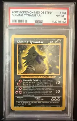 2002 Pokemon Neo Destiny #113 Shining Tyranitar PSA 8 NM-MT - Image 1
