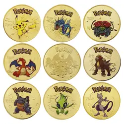 8PCS Gold For Kid Pikachuu Pokemon Commemorative Coin Collective Anime Medal - Image 1