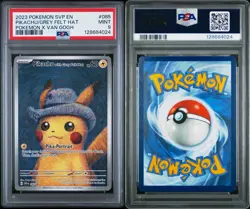 2023 Pokemon X Van Gogh Pikachu With Grey Felt Hat Black Star Promo #085 PSA 9 - Image 1