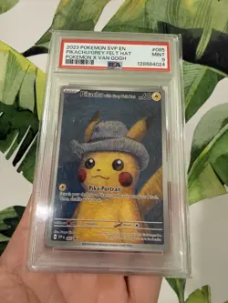 2023 Pokemon X Van Gogh Pikachu With Grey Felt Hat Black Star Promo #085 PSA 9 - Image 2
