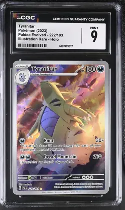 2023 POKEMON PAL EN-PALDEA EVOLVED ILLUSTRATION RARE #222 TYRANITAR CGC 9 - Image 1
