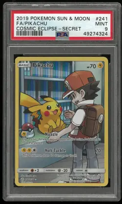 2019 Pokemon Sun & Moon Cosmic Eclipse Pikachu Fa -Secret PSA 9 241/236 - Image 1