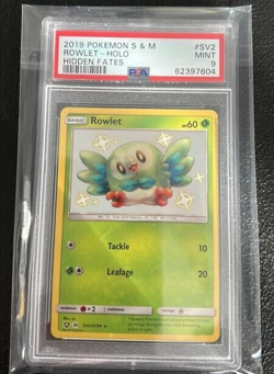 2019 POKEMON HIDDEN FATES ROWLET-HOLO #SV2~ PSA GRADED MINT 9--TCG - Image 1