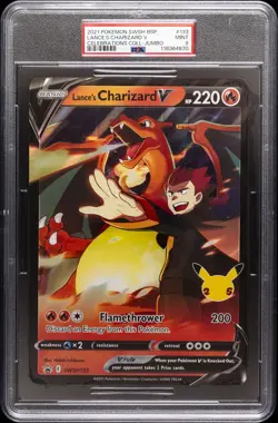 2021 POKEMON SWSH BLACK STAR PROMO #133 LANCE'S CHARIZARD V PSA 9 - Image 1