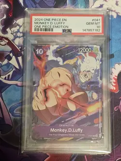One Piece Monkey D. Luffy 2024 Participation Emotion PROMO P-041 PSA 10 - Image 1