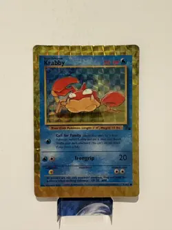 Krabby 51/62 Fossil Set Vending Sticker Holo Prism Vintage Pokemon Card - Image 1