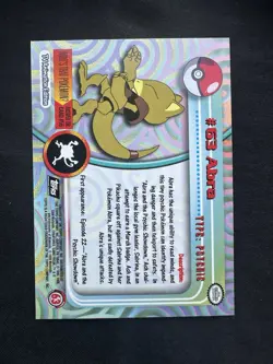 Abra #63 1999 Topps Series 1 Pokemon Black Logo TV Animation Edition - Image 2