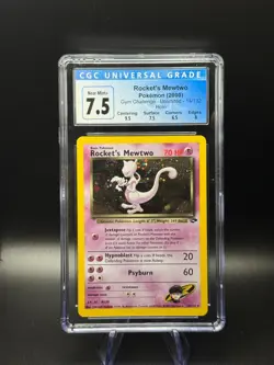 CGC 7.5 Rocket's Mewtwo Gym Challenge 14/132 Holo Pokemon Card SWIRL - Image 1