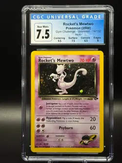 CGC 7.5 Rocket's Mewtwo Gym Challenge 14/132 Holo Pokemon Card SWIRL - Image 2