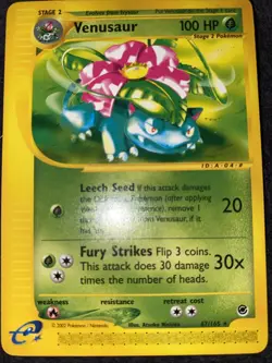 Pokemon TCG Venusaur Card 67/165 Expedition Base Set, Regular Rare - Image 1