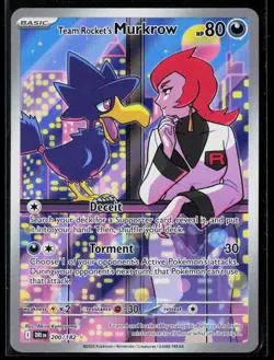 Team Rocket's Murkrow 200/182 Illustration Rare Destined Rivals Pokemon NM - Image 1
