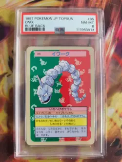 Pokemon Card Onix Topsun Blue Back Bandai 1995 Vintage Japanese PSA 8 - Image 2