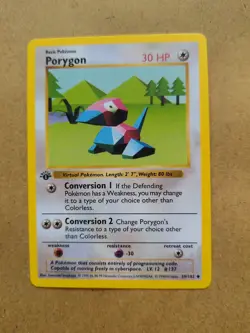 Porygon 39/102 1st Edition Shadowless Pokemon Card - Image 1