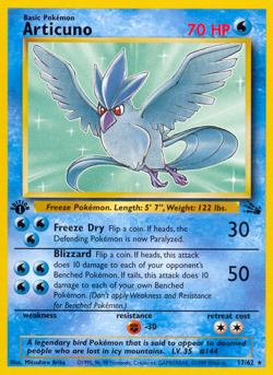 Articuno 17/62 Rare Fossil Pokemon Unlimited MP - Image 4
