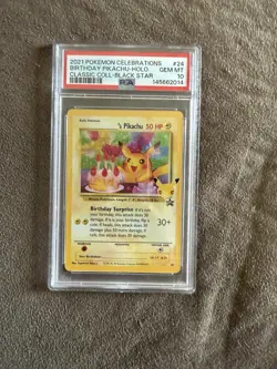 Birthday Pikachu PSA 10 Celebrations Classic Coll. Pokemon Card 24 2021 - Image 1