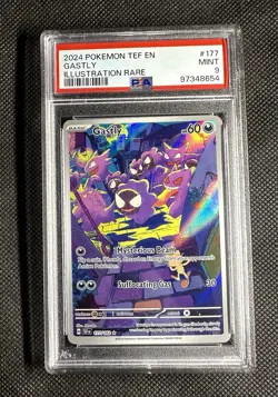 2024 Pokemon TEF EN Illustration Rare #177 Gastly PSA 9 MINT - Image 1
