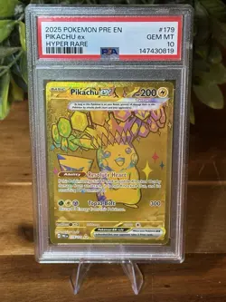PSA 10 Hyper Rare Gold Pikachu ex 179/131 Prismatic Evolutions Pokemon Gem Mint - Image 1