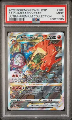 2022 POKEMON SWSH BLACK STAR PROMO #262 FULL ART/CHARIZARD VSTAR PSA 9 - Image 1