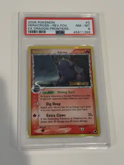 2006 POKEMON EX DRAGON FRONTIERS #3 HERACROSS-HOLO PSA 8 - Image 2