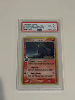 2006 POKEMON EX DRAGON FRONTIERS #3 HERACROSS-HOLO PSA 8 - Image 3