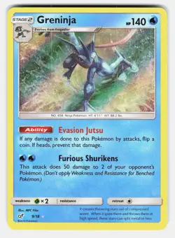 Greninja 9/18 Ultra Rare Holo Detective Pikachu Pokemon Near Mint front/LP back - Image 1