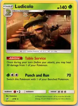 Ludicolo 2/18 Rare Detective Pikachu Pokemon Holo Lightly Played - Image 1