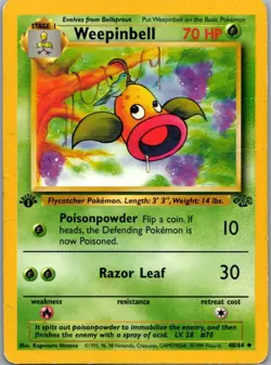 Weepinbell 48/64 Uncommon Jungle Pokemon 1st Edition Damaged - Image 1