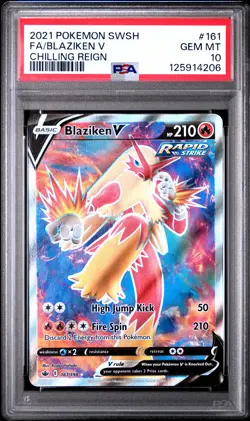 2021 POKEMON SWORD & SHIELD CHILLING REIGN #161 FULL ART/BLAZIKEN V PSA 10 - Image 1