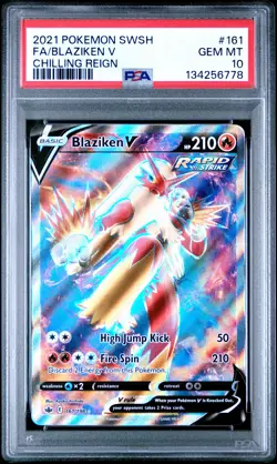 2021 POKEMON SWORD & SHIELD CHILLING REIGN #161 FULL ART/BLAZIKEN V PSA 10 - Image 1