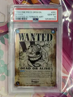 One Piece Buggy OP09-051 Emperors in the New World Wanted Alt Art - PSA 10 🔥 - Image 1