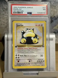 1999 Pokemon Snorlax - 1st Edition Non-Holo Rare Jungle Card 27/64 - PSA 7 - Image 1