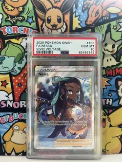 Pokemon Card PSA 10 Nessa 183/185 Vivid Voltage Full Art Trainer FA Holo 2020 - Image 1