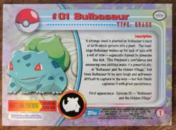 Bulbasaur Pokemon Topps Card #01 TV Animation Edition - Image 2