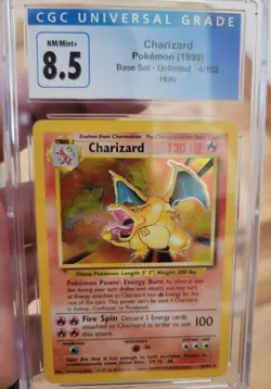 Pokemon Charizard Base Set #4 Unlimited CGC 8.5 Blue Label Holo Rare TCG - Image 2