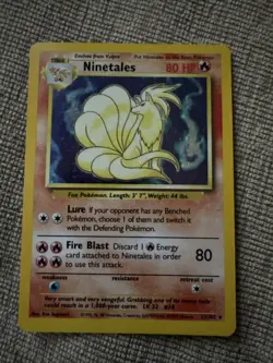 Ninetales Holo Unlimited Rare PokemonTCG Card 12/102 Base Set - Image 1