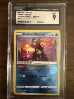 CGC 9 MINT Radiant Greninja 046/189 Astral Radiance Holo Rare Pokemon - Image 1