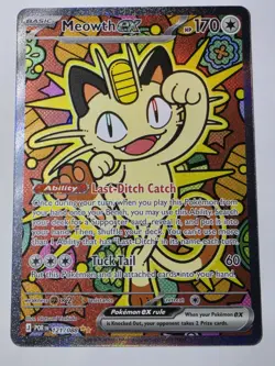 Pokemon Meowth EX 121/088 Special Illustration Rare Full Art Holo 170 HP POR - Image 1